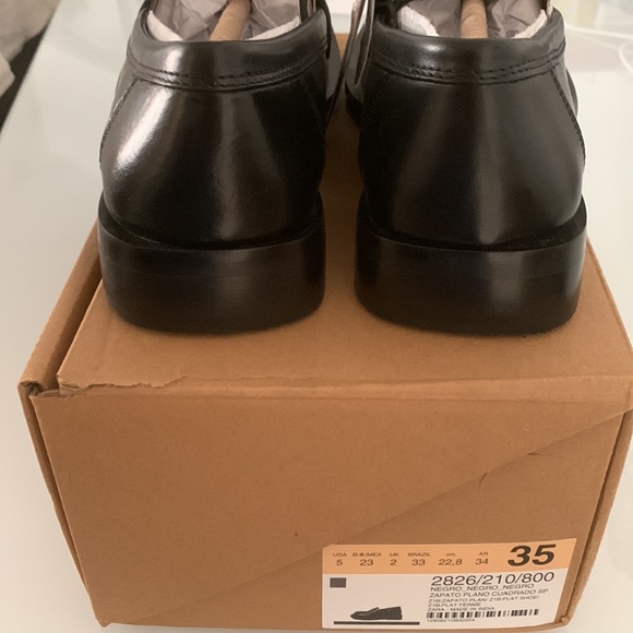 Zara NIB Square Toe Leather Loafers size US 5 - Picture 11 of 15